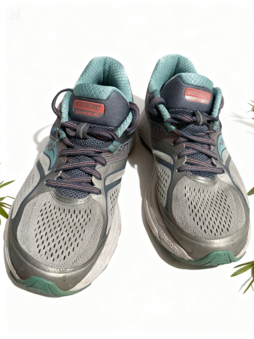 Saucony Guide 10 Women's Running Shoes Teal Grey Pink, Size 8.5